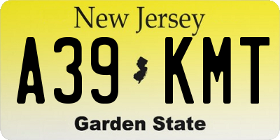 NJ license plate A39KMT