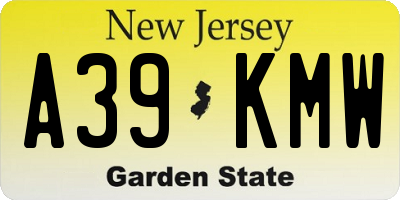 NJ license plate A39KMW