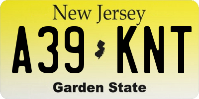 NJ license plate A39KNT