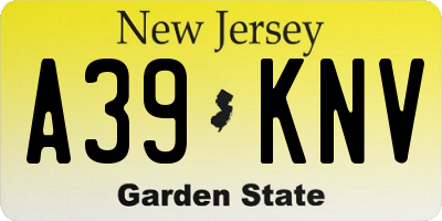 NJ license plate A39KNV