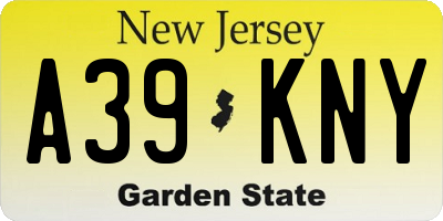 NJ license plate A39KNY