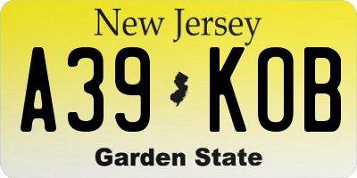 NJ license plate A39KOB