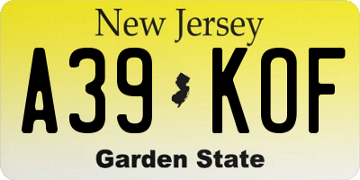 NJ license plate A39KOF
