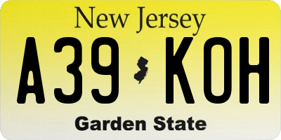 NJ license plate A39KOH