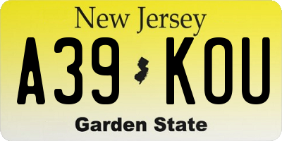 NJ license plate A39KOU