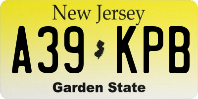 NJ license plate A39KPB