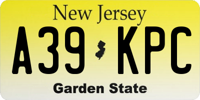 NJ license plate A39KPC