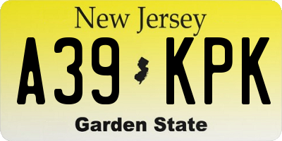 NJ license plate A39KPK