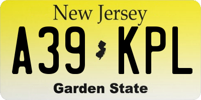 NJ license plate A39KPL