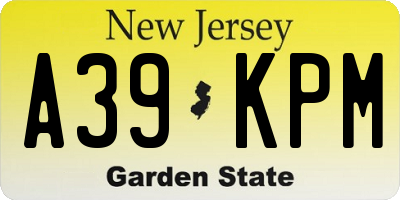 NJ license plate A39KPM