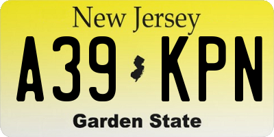 NJ license plate A39KPN