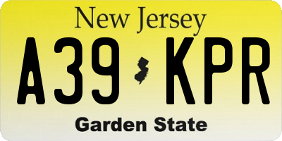 NJ license plate A39KPR