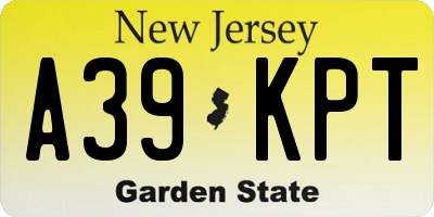 NJ license plate A39KPT