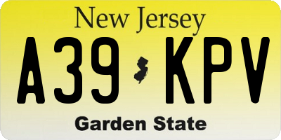 NJ license plate A39KPV