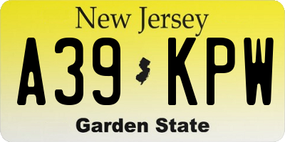 NJ license plate A39KPW