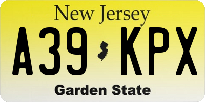 NJ license plate A39KPX