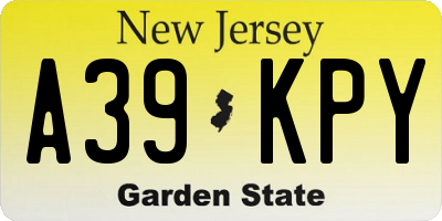 NJ license plate A39KPY