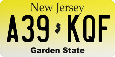 NJ license plate A39KQF