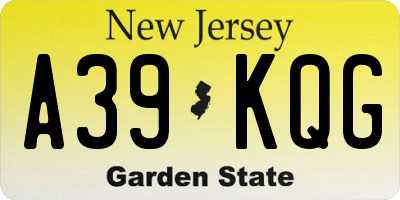 NJ license plate A39KQG
