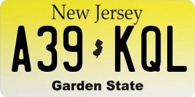 NJ license plate A39KQL