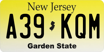 NJ license plate A39KQM