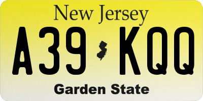 NJ license plate A39KQQ