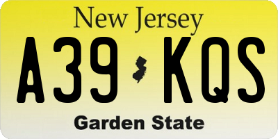 NJ license plate A39KQS