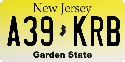 NJ license plate A39KRB