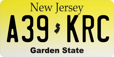 NJ license plate A39KRC