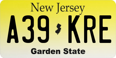 NJ license plate A39KRE