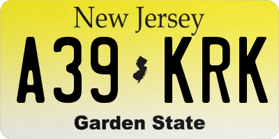 NJ license plate A39KRK