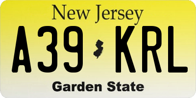 NJ license plate A39KRL