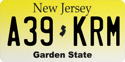 NJ license plate A39KRM
