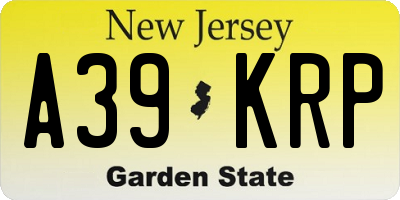 NJ license plate A39KRP