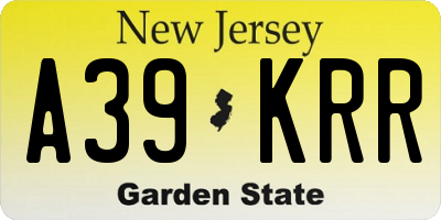 NJ license plate A39KRR