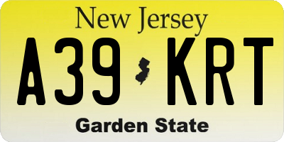 NJ license plate A39KRT