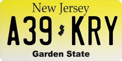 NJ license plate A39KRY