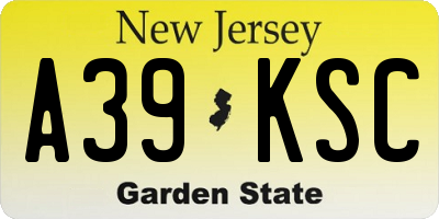 NJ license plate A39KSC