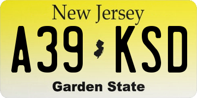 NJ license plate A39KSD