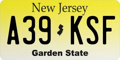 NJ license plate A39KSF