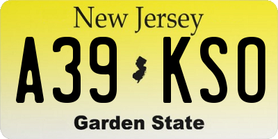 NJ license plate A39KSO