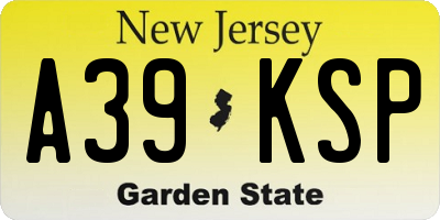 NJ license plate A39KSP