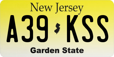 NJ license plate A39KSS