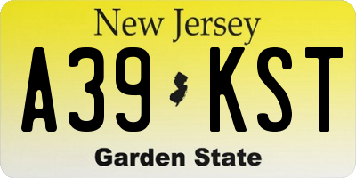 NJ license plate A39KST