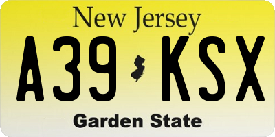 NJ license plate A39KSX