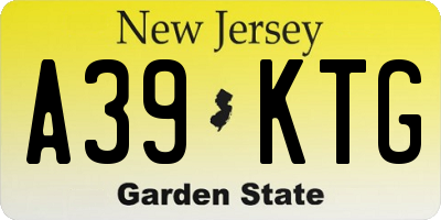 NJ license plate A39KTG