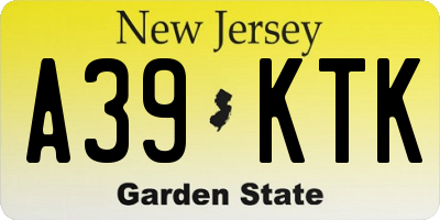 NJ license plate A39KTK
