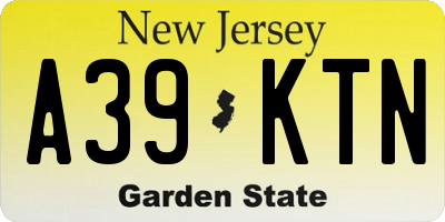 NJ license plate A39KTN