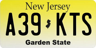 NJ license plate A39KTS
