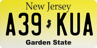 NJ license plate A39KUA